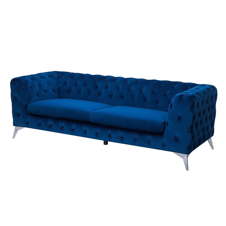 Canapé Style Chesterfield en Velours Bleu foncé SOTRA