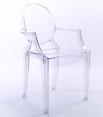 Anaelle Pandamoto Lot de 2 Ghost Chaises en Acrylique Polycarbonate Accoudoir pour Salle š€ Manger, Salon, Bureau, Restaurant et Jardin, Taille: 93 * 54 * 57cm, Poids: 12kg, Transparent