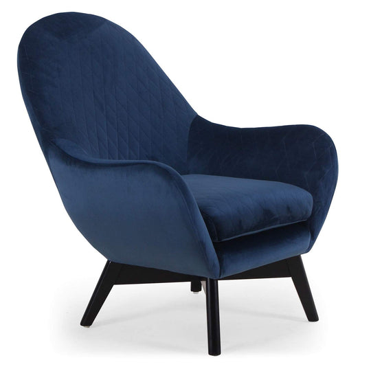 Menzzo Berlin Fauteuil, Velours, Bleu, 78