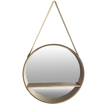 Finehome Miroir Mural Rond de qualité supérieure avec Compartiment de Rangement en Bois Ø 40 cm