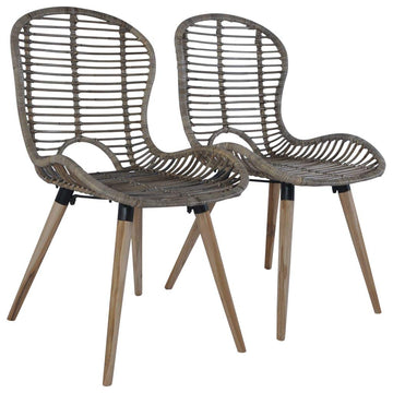 YiYueTrade 2 pcs Chaises de Salle à Manger Rotin Naturel Marron