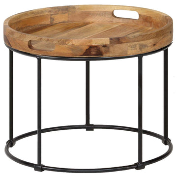 Festnight Table Gigogne Bois et Métal Table Basse Industriel Table d'appoin pour Salon Table de Chevet en Bois Massif Marron et Noir 50 x 40 cm