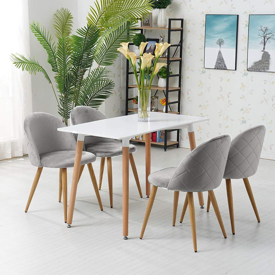 OFCASA Chaises de Salle à Manger Lot de 4 Fauteuil de Velours Chaise Rembourrée avec Jambes en Métal Salle à Manger, Maison, Bureau, Restaurant, Hôtel, Patio Meubles(Gris 4 PCS)