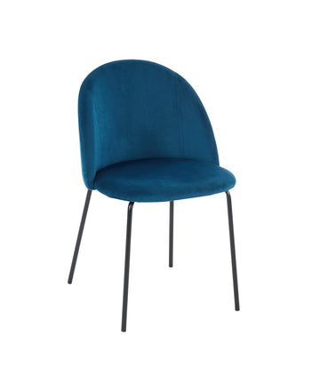 BAITA Brooklyn Chaise en Velours, Bleu Paon, h78cm