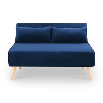 DecoInParis Banquette Convertible 2 Places en Velours Tonka (Bleu)