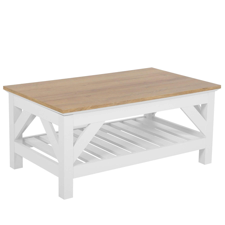 Beliani Table Basse Bois Clair/Blanc 100 x 60 cm Savannah