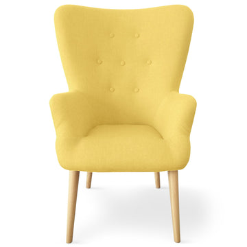 Menzzo Fauteuil Scandinave Barkley, Tissu, Jaune, 74 x 65 x 104 cm