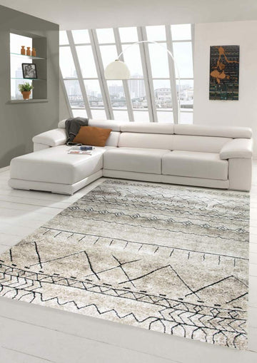 MÉRINOS TAPIS DESIGNER SALON TAPIS MODÈLE MAROCAIN BEIGE GRÖSSE 200 X 290 C