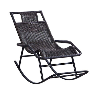 Chaise à Bascule Chaise en rotin à Bascule, Chaise Longue de Jardin Fauteuil for terrasse de Jardin Patio Lawn Deck Chaise de détente inclinable avec Repose-Pieds Lit de Soleil inclinable Max.150kg