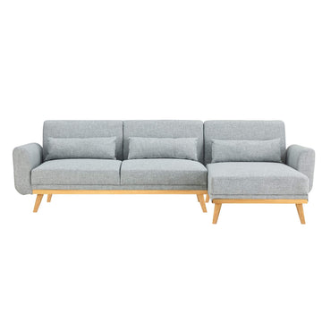 Mobilier Deco Canapé D'Angle Scandinave Convertible Et Réversible en Tissu Gris - Pita