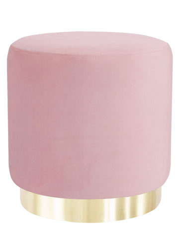 Suhu Pouf Tabouret Velours Coiffeuse Repose Pied Rond de Salon Design Chaise Moderne Siège Vintage Deco Bas en Métal Gold Rose