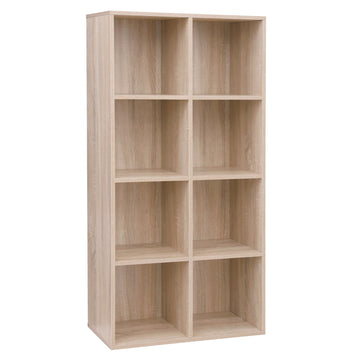 VASAGLE Bibliothèque en bois, Étagère à 4 Niveaux, 8 Compartiments, Armoire, Placard, Maison, Bureau, Couleur chêne clair LBC24NL