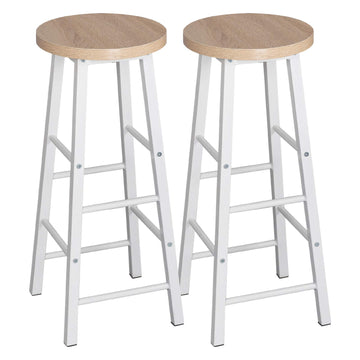 WOLTU BH130hei-2 Lot de 2 Tabourets de Bars Bistrot Structure en Acier Stable et Durable Surface d'assise en MDF, Chêne Clair