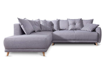 Bobochic - Lena - Canapé scandinave d'angle Gauche - Gris Clair - 236x90x190cm