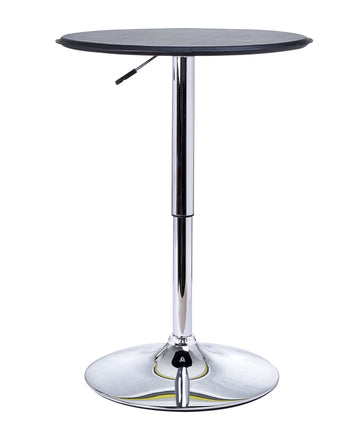 Table de bar table bistrot chic style contemporain table ronde hauteur réglable 67-93 cm Ø 63 cm métal chromé PVC noir