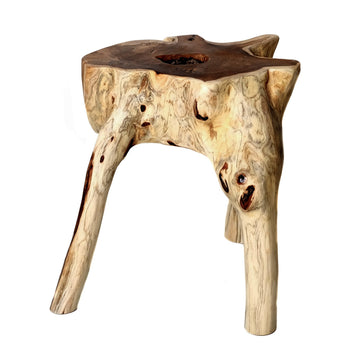 Brillibrum Racine Table en Teck - Table en Un Seul Morceau - Très Massif et Un Absolu Unique - Fleur de Fleurs Tabouret Tabouret Table Basse - Une Idée de Cadeau Bois Bois Massif