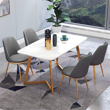 Table De Salle à Manger En Marbre Rectangulaire Post-Moderne Modulaire Modulable Ménage Lumière De Table De Salle À Manger Et Chaise De Combinaison Petit Appartement Maison 120x60x75cm Ne comprend pas