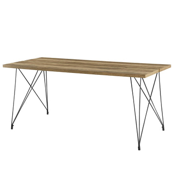 [en.CASA] Table à Manger Table de Salle à Manger Table de Cuisine Table de Bureau pour 6 Personnes Acier revêtu par Poudre MDF furniert 178cm x 78cm x 77cm Effet Bois