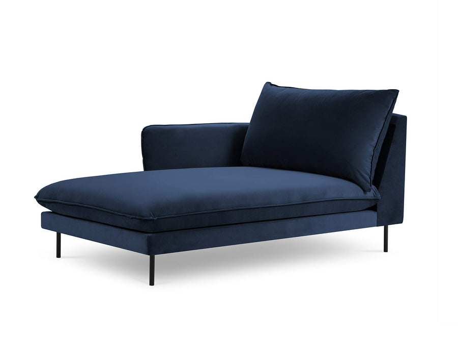 Cosmopolitan Design Velours Méridienne Gauche, Vienna, 1 Place, Bleu Roi, 170x110x95