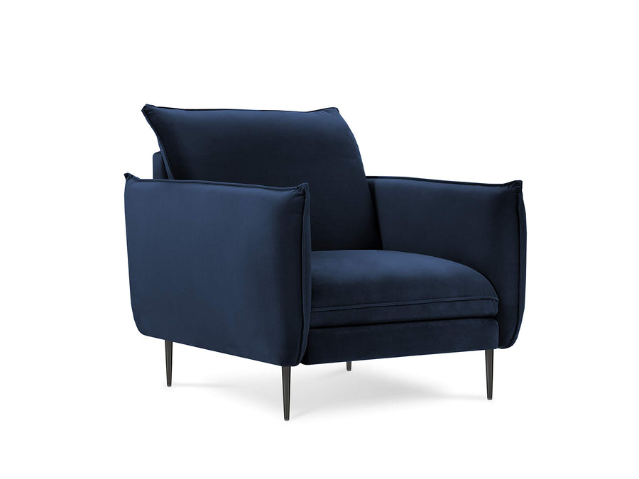 Milo Casa Fauteuil Velours, Mateo, 1 Place, Bleu Roi, 95x95x97