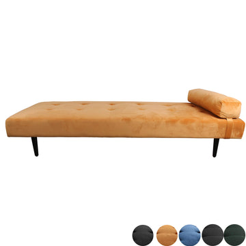 Nimara Charlie Daybed en Velours et Tissu | Lit de Jour en Velours avec appuie-tête, Oreiller, Vendu avec Pieds en Bois Noir | Dimensions : 80 x 200 cm