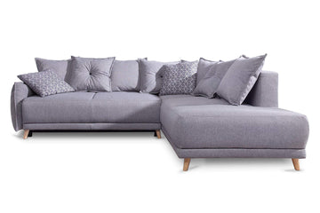 Bobochic Lena - Canapé scandinave d'angle Droit - Gris Clair - 236x90x190cm