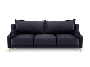 Milo Interiors Velvet Sofa with Bed Function and Box, Zora, 3 Seats, Dark Blue, 215x94x90