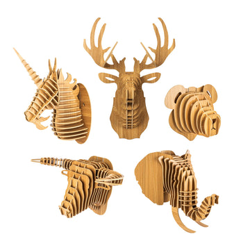 bambuswald Tête d'animal en Bois - Trophée/Décoration en Optique 3D - Taureau 48x36x30 pour Chambres d'enfants, Chambres d'enfants et Chambres de bébé | + Manuel Allemand