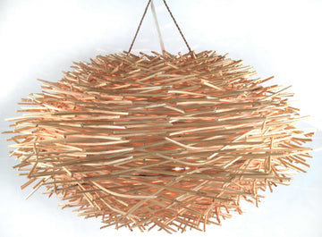 Guru-Shop Plafonnier/plafonnier, Fait à la Main à Bali en Matériau Naturel, Rotin - Modèle Famagusta, Durotin, 27x50x50 cm, Luminaires Suspendus en Matériaux Naturels