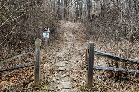 trailhead for ccc ghost trail in o'bannon woods state park