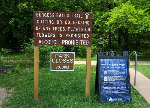 Hiking trails of Burgess falls state park Tennessee waterfalls