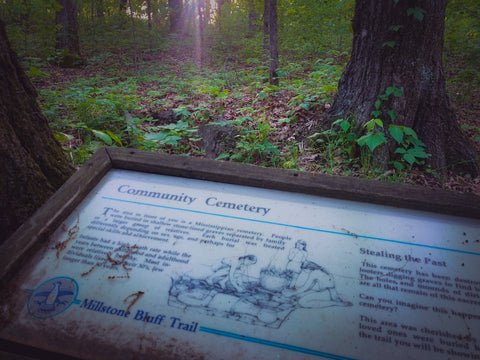 Stone box cemetery in millstone bluff archeological site hiking trail in Shawnee National forest Illinois 