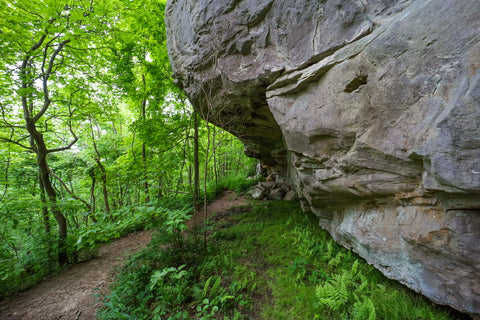 Hiking trail along bluffs of Sewanee Natural Bridge State Natural Area in Tennessee South Cumberland State Park 