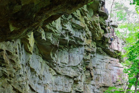 Rock climbing along Denny west in south Cumberland State Park in Tennessee 