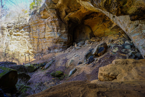 entrance into morgan cave on the lower trails of jeffreys cliffs in kentucky