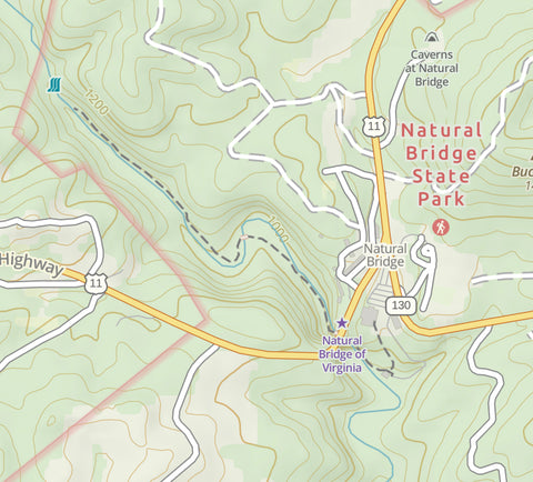 Natural bridge state park Virginia natural arch hiking trail waterfall lace falls