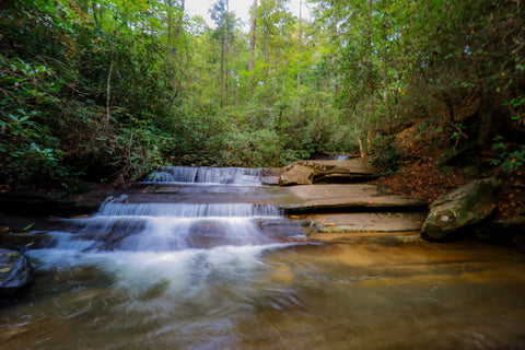 Waterfall on Carrick creek in table rock state park South Carolina 