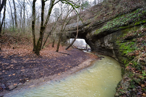 jims creek flowing through creelsboro natural bridge into the cumberland river