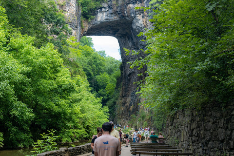 Natural bridge state park Virginia natural arch hiking trail waterfall lace falls