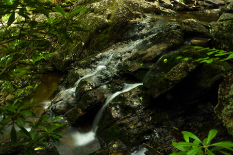 small waterfall along cabin creek trail in grayson highlands state park in virginia