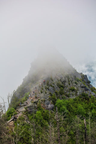 Foggy summit of chimney tops in great smoky mountains National park Tennessee 