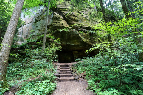 Horse head grotto cave along gorge trail in Conkles hollow state nature preserve in Hocking county Ohio 