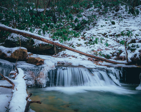 small waterfall along copperas creek in red river gorge Kentucky 