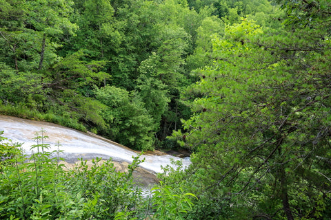 view of middle falls of stone mountain falls in stone mountain state park