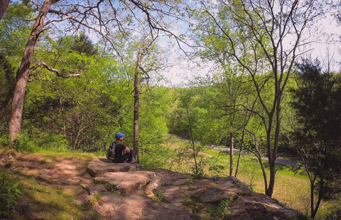 Stone fort hiking trail in giant city state park Illinois prehistoric fort