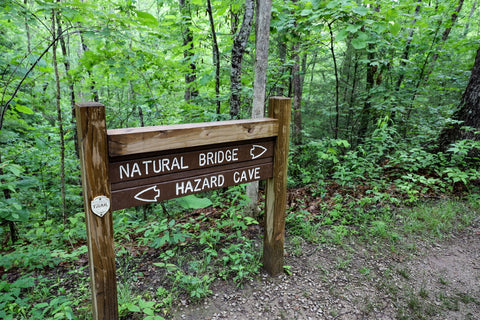 Hazard Cave and Natural Bridge trail junction in Pickett CCC State Park