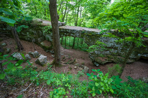 Rear view of Sewanee Natural Bridge Arch in Tennessee 