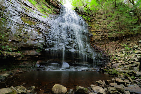 View of Denny cove falls waterfall in Denny cove within south Cumberland State Park in Tennessee 