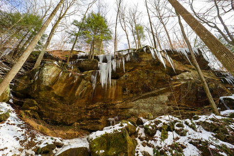 hemlock cliffs icicles winter hiking trail hoosier national forest indiana
