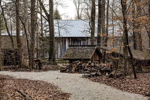 wood cottages within interpretive farm in o'bannon woods state park